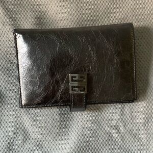 Givenchy Metallic Silver Leather Wallet, NWOT, with dust cover